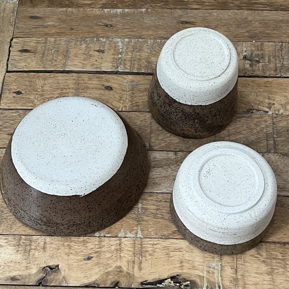 Studio Art Stoneware Bowl & Cup Set (3) Speckled Two Tone Dipped Semi-Matte - Picture 11 of 16